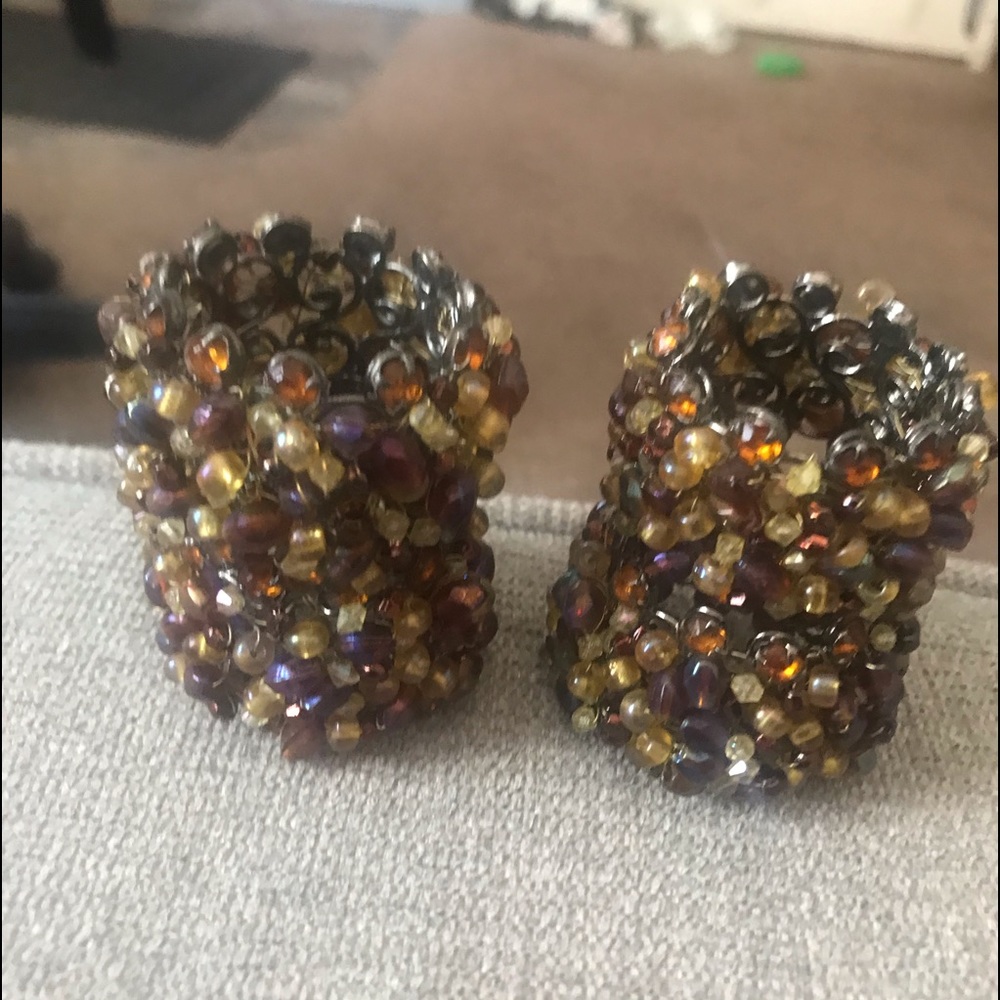 Pier one amber beaded napkin rings never used